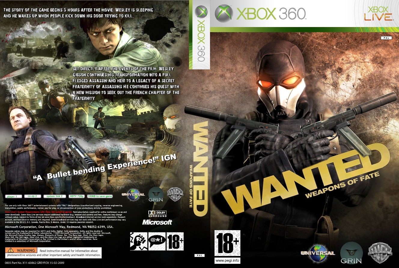 Код игры 360. Wanted Xbox 360. Wanted Weapons of Fate Xbox 360. Wanted Weapons of Fate (Xbox 360) (lt+3.0). Wanted Weapons of Fate DVD Cover.